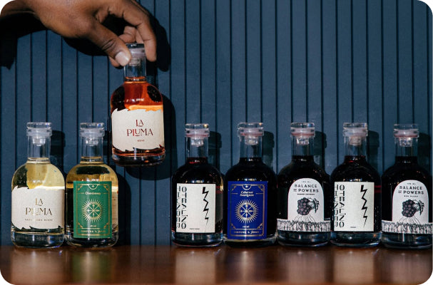 Row of sommelier-curated mini bottles