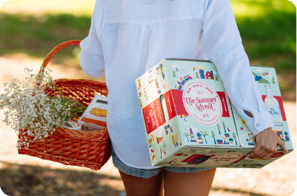 Person carrying a tasting kit box